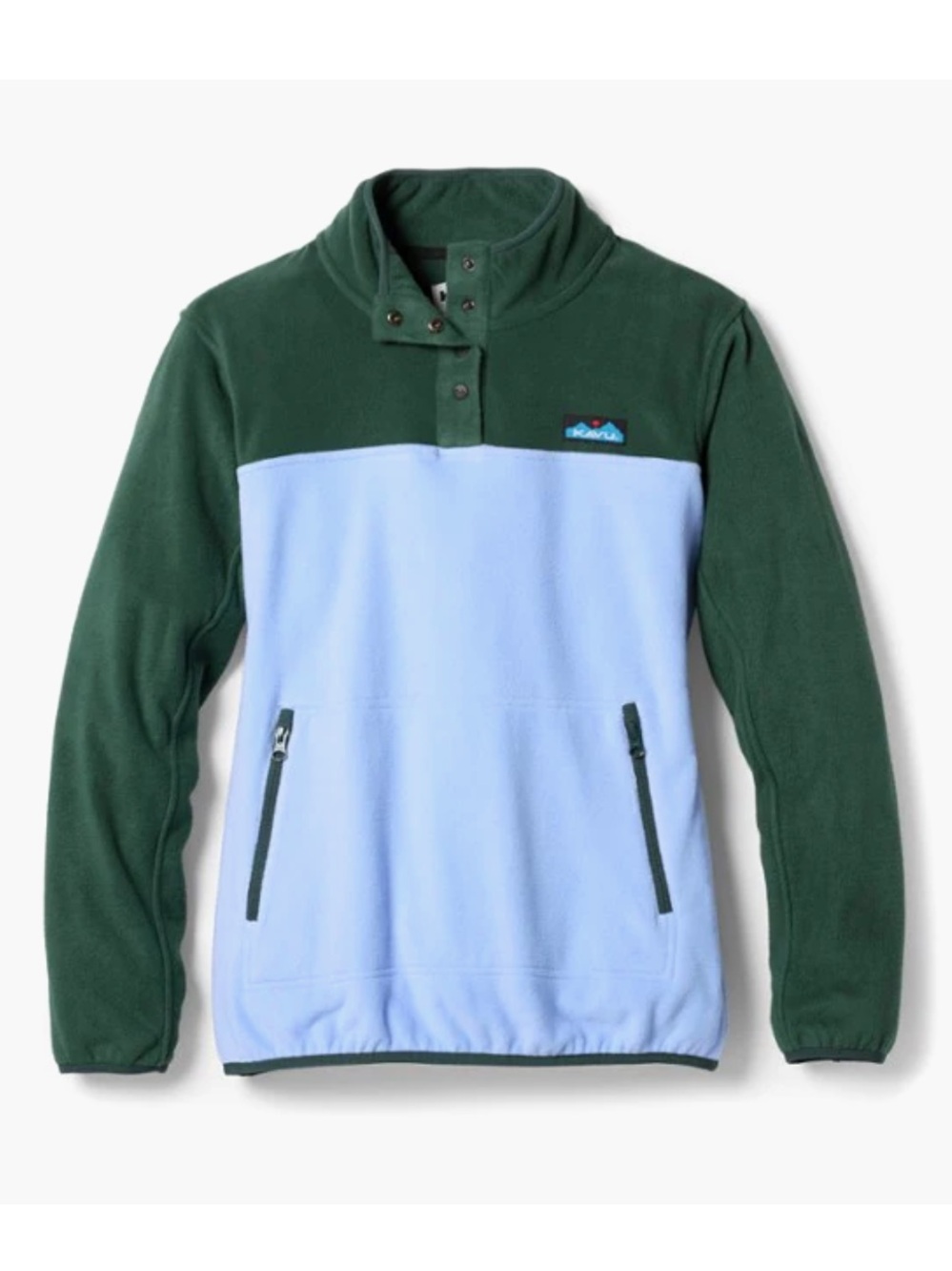 Kavu Cavanaugh Fleece Pullover Blue Green Women's XS Outdoorsy Adventure